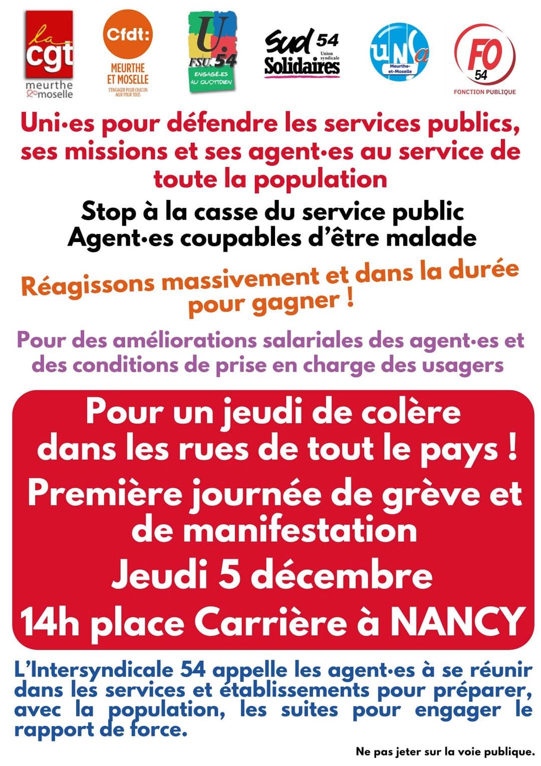 Les syndicats appellent à se mobiliser jeudi 5 décembre pour défendre le service public